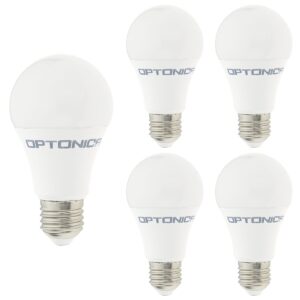 Optonica LED Lamp A60 E27 - 10.5W (vervangt 90W) - 1055lm - 6000K Koel Wit - 230V - Ø60mm - Energiezuinig - 5 stuks