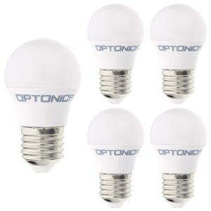 Optonica LED Kogellamp G45 E27 - 5.5W (vervangt 40W) - 450lm - 4500K Neutraal Wit - 230V - Energiezuinig - 5 stuks