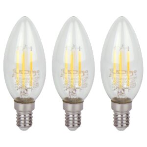 LED line LITE LED Filament Kaarslamp C35 E14 - 5W (vervangt 50W) - 600lm - Ø35mm - 230V - Dimbaar - Energiezuinig - 3 stuks