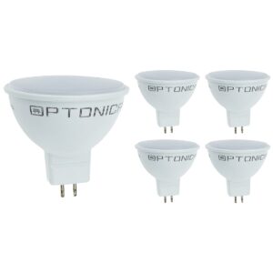 Optonica LED Spot GU5.3 MR16 - 5W (vervangt 35W) - 400lm - 4500K Neutraal Wit - 12V - Ø50mm - Energiezuinig - 5 stuks