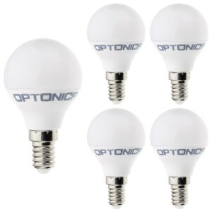 Optonica LED Kogellamp G45 E14 - 5.5W (vervangt 40W) - 450lm - 6000K Koel Wit - 230V - Energiezuinig - 5 stuks