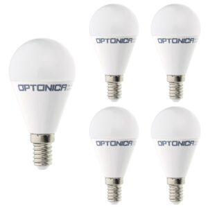 Optonica LED Kogellamp G45 E14 - 8W (vervangt 60W) - 710lm - 4500K Neutraal Wit - 230V - Ø45mm - Energiezuinig - 5 stuks