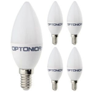 Optonica LED Kaarslamp C37 E14 - 3.7W (vervangt 25W) - 320lm - 2700K Warm Wit - 230V - Energiezuinig - 5 stuks