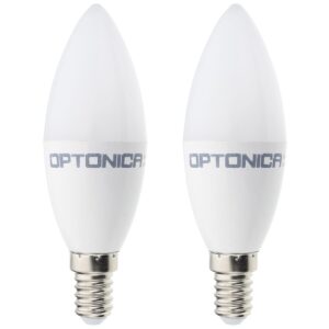Optonica LED Kaarslamp C37 E14 - 8W (vervangt 60W) - 710lm - 2700K Warm Wit - 230V - Ø37mm - Energiezuinig - 2 stuks