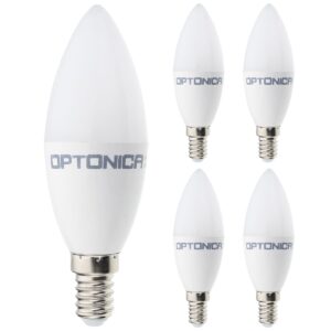 Optonica LED Kaarslamp C37 E14 - 8W (vervangt 60W) - 710lm - 2700K Warm Wit - 230V - Ø37mm - Energiezuinig - 5 stuks