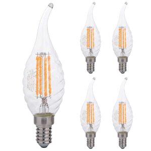 Optonica LED Filament Kaarslamp C35 E14 - 4W (vervangt 30W) - 400lm - 2700K Warm Wit - 230V - Energiezuinig - 5 stuks