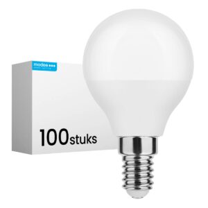 Modee E14 LED Lamp 7W - 700lm - 6000K - Daglicht Wit - LED Globe Mini P45 - Vervangt 54W Halogeen Gloeilamp - 100 stuks