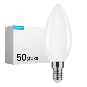 Modee E14 LED Lamp 7W - 806lm - 4000K - Neutraal Wit - LED Filament Melkglas Kaarslamp B35 - Vervangt 50W Halogeen Gloeilamp - 50 stuks