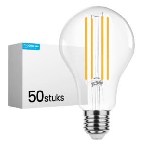 Modee E27 LED Filament Lamp 15W - 2000lm - 2700K - Extra Warm Wit - Dimbaar - LED Lamp A70 - Vervangt 134W Gloeilamp - 50 stuks