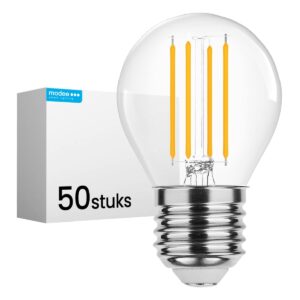 Modee E27 LED Lamp 4W - 470lm - 2700K - Warm Wit - LED Filament Globe Mini P45 - Vervangt 40W Halogeen Gloeilamp - 50 stuks