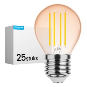 Modee E27 LED Lamp Dimbaar 4W - 300lm - 1800K - Warm Wit - LED Filament Amber Globe Mini P45 - Vervangt 28W Halogeen Gloeilamp - 25 stuks