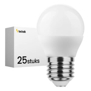 Technik E27 LED Lamp 4.9W - 470lm - 2700K - Warm Wit - LED Globe Mini P45 - Vervangt 40W Halogeen Gloeilamp - 25 stuks