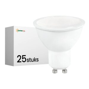 Spectrum LED Lamp GU10 6W - 230V - 500 Lumen - 3000K Warm Wit - Gezellig licht - Energiezuinig - 25 stuks