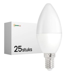 Spectrum Dimbare LED Kaarslamp E14 5W - 230V - 470 Lumen - 3000K Warm wit - Gezellig licht - Dimbaar - Energiezuinig - 25 stuks