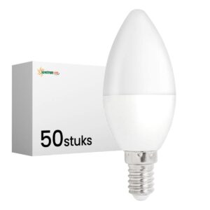 Spectrum Dimbare LED Kaarslamp E14 5W - 230V - 470 Lumen - 3000K Warm wit - Gezellig licht - Dimbaar - Energiezuinig - 50 stuks