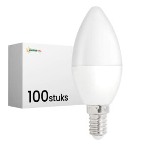 Spectrum Dimbare LED Kaarslamp E14 5W - 230V - 470 Lumen - 3000K Warm wit - Gezellig licht - Dimbaar - Energiezuinig - 100 stuks