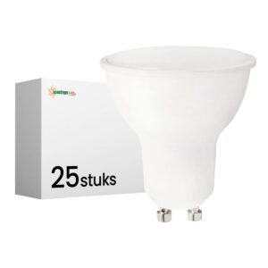 Spectrum LED Lamp GU10 7.5W - 230V - 710 Lumen - 3000K Warm Wit - Gezellig licht - Energiezuinig - 25 stuks