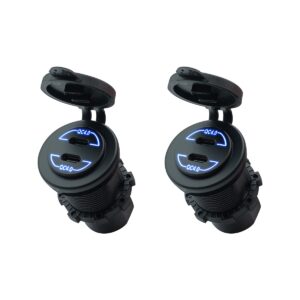 ProRide 12V USB-C Wandcontactdoos Inbouw - 30W - 2 Poorten - QC4.0 - Blauw - Voor Auto Boot en Camper - 2 stuks