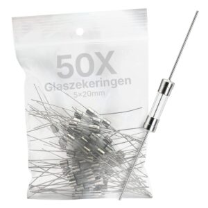 VLTG Glaszekering met Soldeerdraad - 5x20mm - 12A - Traag (T) - 250V AC - 50 stuks