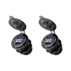 ProRide 12V USB Wandcontactdoos Inbouw - 2 USB Poorten - Schakelaar - Voltmeter - QC3.0 - Blauw - Voor 2 stuks