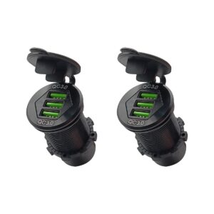 ProRide 12V USB Wandcontactdoos Inbouw - 3 USB Poorten - QC3.0 - Blauw - Voor Auto Boot en Camper - 2 stuks
