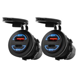 ProRide 12V USB Wandcontactdoos Inbouw - 2 USB Poorten - QC4.0 - Blauw - Voor Auto Boot en Camper - 2 stuks