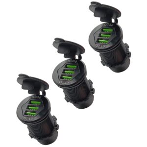 ProRide 12V USB Wandcontactdoos Inbouw - 3 USB Poorten - QC3.0 - Blauw - Voor Auto Boot en Camper - 3 stuks
