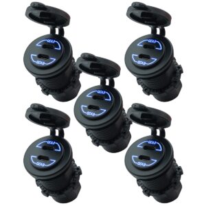ProRide 12V USB-C Wandcontactdoos Inbouw - 30W - 2 Poorten - QC4.0 - Blauw - Voor Auto Boot en Camper - 5 stuks