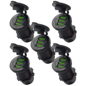 ProRide 12V USB Wandcontactdoos Inbouw - 3 USB Poorten - QC3.0 - Blauw - Voor Auto Boot en Camper - 5 stuks