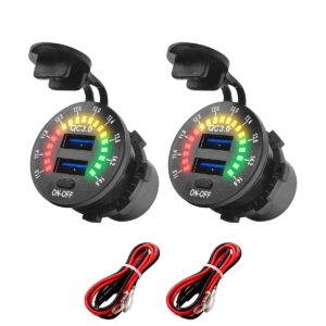 ProRide 12V USB Wandcontactdoos Inbouw - 2 USB Poorten - Schakelaar - Voltmeter - QC3.0 - Kabel en Zekering - 2 stuks