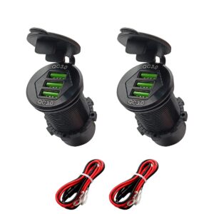 ProRide 12V USB Wandcontactdoos Inbouw - 3 USB Poorten - QC3.0 - Blauw - Kabel en Zekering - Auto Boot en Camper - 2 stuks
