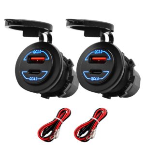 ProRide 12V USB Wandcontactdoos Inbouw - 2 USB Poorten - QC4.0 - Blauw - Kabel en Zekering - Auto Boot en Camper - 2 stuks