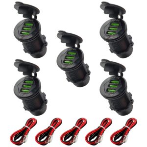ProRide 12V USB Wandcontactdoos Inbouw - 3 USB Poorten - QC3.0 - Blauw - Kabel en Zekering - Auto Boot en Camper - 5 stuks