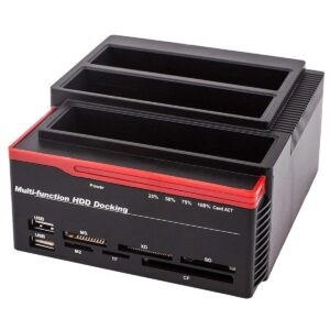 All-in-One HDD Docking Station + Kaartlezer - Docking Station Laptop/Desktop - Harde Schijf - USB 3.0  HDD/SSD 2.5/3.5 - IDE/Sata/eSATA - Rood
