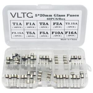 VLTG Glaszekering Assortiment - 5x20mm - Snel en Traag - 60 stuks - Geschikt voor Huishoudelijke Apparaten