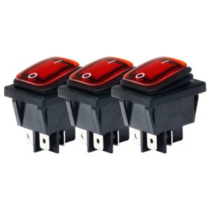 Orbit Electronic Wipschakelaar ON-OFF - 4-pins - 30x22mm - 16A 250V - Spat Waterdicht - KCD4-201-16 - Rood - 3 stuks