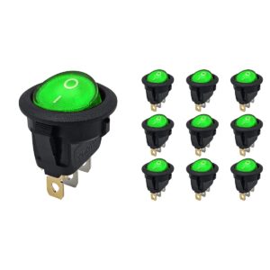 ProRide Wipschakelaar ON-OFF KCD2-12 - 3-pins - Rond - 12V/20A - Groen - 10 stuks
