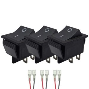 ProRide Wipschakelaar ON-OFF KCD4-202 - met Aansluitkabels - 2 Polig - 250V/16A - 30x22mm - Zwart - zonder lampje - 3 stuks