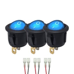 ProRide Wipschakelaar ON-OFF KCD2-220 - met Aansluitkabels - Rond - 3 pins - 250V/6A - Blauw - 3 stuks