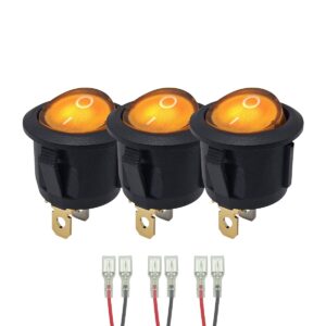 ProRide Wipschakelaar ON-OFF KCD2-220 - met Aansluitkabels - Rond - 3 pins - 250V/6A - Oranje - 3 stuks