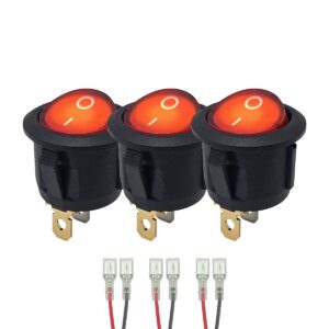ProRide Wipschakelaar ON-OFF KCD2-220 - met Aansluitkabels - Rond - 3 pins - 250V/6A - Rood - 3 stuks