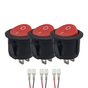 ProRide Wipschakelaar ON/OFF KCD2-202 - met Aansluitkabels - 2-pins - Rond ?20mm - 250V/6A - Rood - 3 stuks