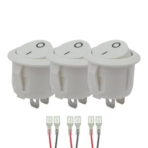 ProRide Wipschakelaar ON/OFF KCD2-202 - met Aansluitkabels - 2-pins - Rond ?20mm - 250V/6A - Wit - 3 stuks