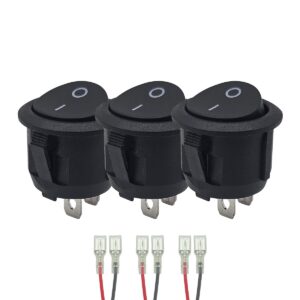ProRide Wipschakelaar ON/OFF KCD2-202 - met Aansluitkabels - 2-pins - Rond ?20mm - 250V/6A - Zwart - 3 stuks