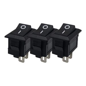 ProRide Mini Wipschakelaar ON/OFF KCD1-10 - 2-pins - 19x11.5mm - Rechthoek - 250V/3A - Zwart - 3 stuks
