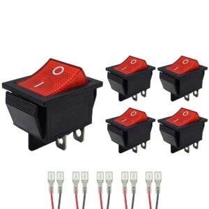 ProRide Wipschakelaar ON-OFF KCD4-202 - met Aansluitkabels - 2 Polig - 250V/16A - 30x22mm - Rood zonder lampje - 5 stuks