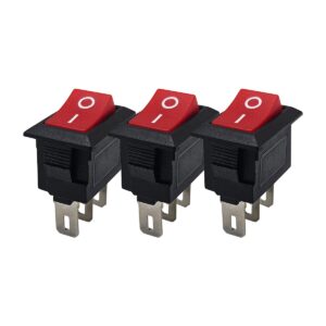 ProRide Mini Wipschakelaar ON/OFF KCD1-11 - 3-pins - 13x8mm - Rechthoek - 250V/3A - Rood - 3 stuks