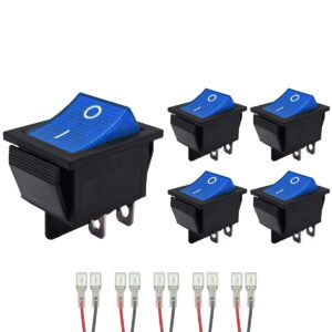 ProRide Wipschakelaar ON-OFF KCD4-202 - met Aansluitkabels - 2 Polig - 250V/16A - 30x22mm - Blauw zonder lampje - 5 stuks
