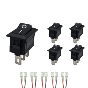 ProRide Mini Wipschakelaar ON/OFF KCD1-11 - met Aansluitkabels - 3-pins - 13x8mm - Rechthoek - Zwart - 5 stuks
