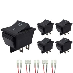 ProRide Wipschakelaar ON-OFF KCD4-202 - met Aansluitkabels - 2 Polig - 250V/16A - 30x22mm - Zwart - zonder lampje - 5 stuks